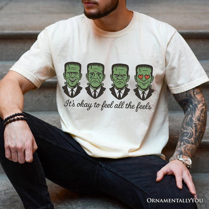 Frankenstein It’s Okay To Feel All The Feels T-Shirt, Funny Mental Health Feelings Tee T-Shirts OrnamentallyYou 