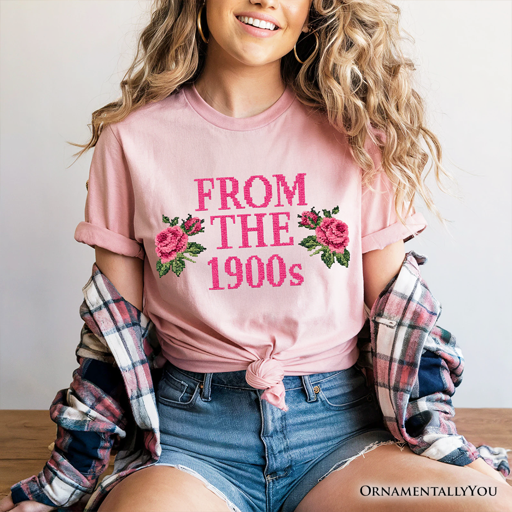 From The 1900s Floral Printed Faux Embroidery T-Shirt, Sarcastic Vintage Tee