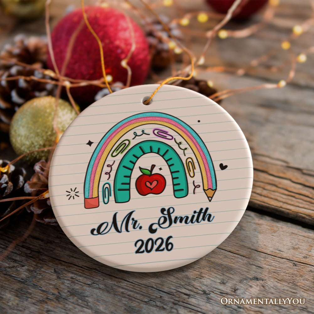 Fun and Playful Custom School Teacher Ornament, Playful Kindergarten and Preschool Gift Ceramic Ornament OrnamentallyYou 