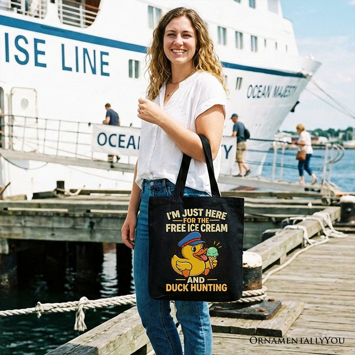 Funny Resin Duck Cruise Tote Bag, Ice Cream And Duck Hunter Vacation Gift Shopper Tote Bag OrnamentallyYou 