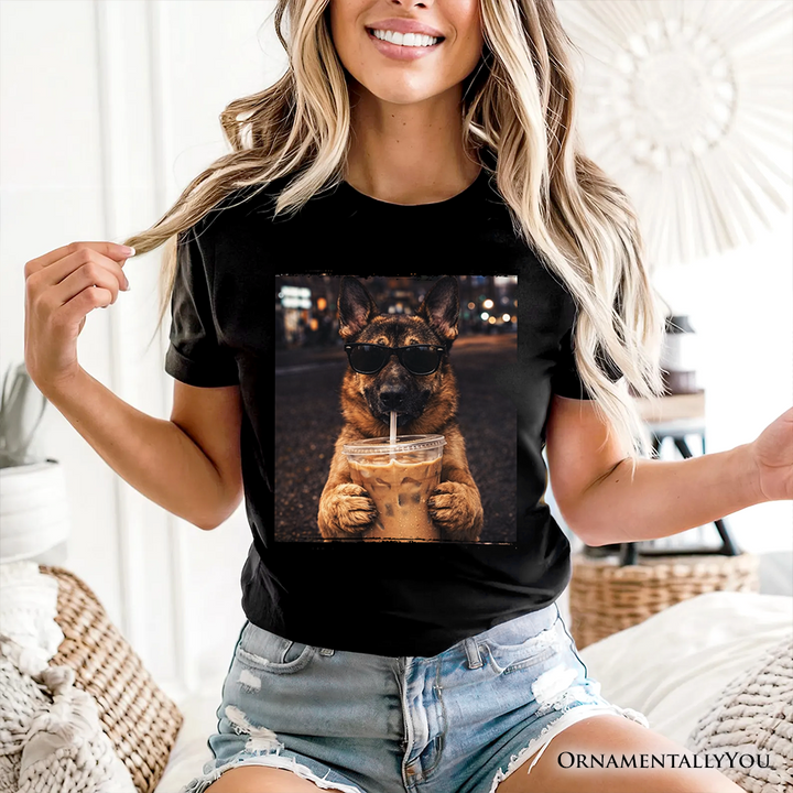 German Shepherd Iced Coffee T-Shirt, Funny Dog Parents Tee