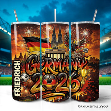 Germany 2026 Soccer Cup Global Championship 20oz Tumbler With Lid and Stainless Steel Straw, Fans Football Gift Cup Tumbler OrnamentallyYou Customized 