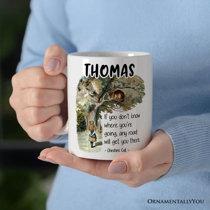 Getting Lost Cheshire Cat Quote Personalized Mug, Vintage Alice's Adventures in Wonderland Personalized Ceramic Mug OrnamentallyYou 