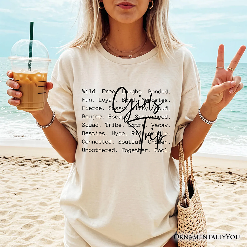 Girls Trip Words T-Shirt, Besties Vacation Memories Tee