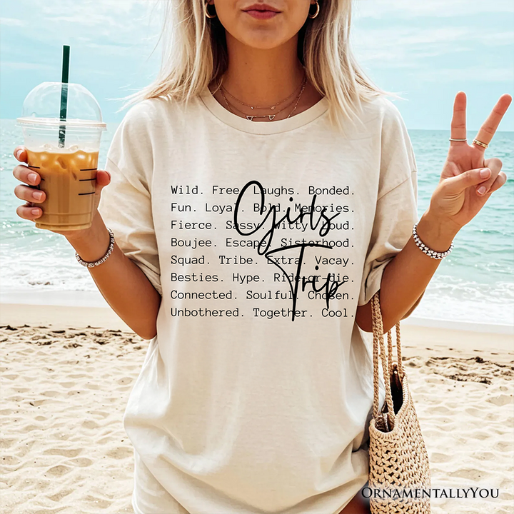 Girls Trip Words T-Shirt, Besties Vacation Memories Tee