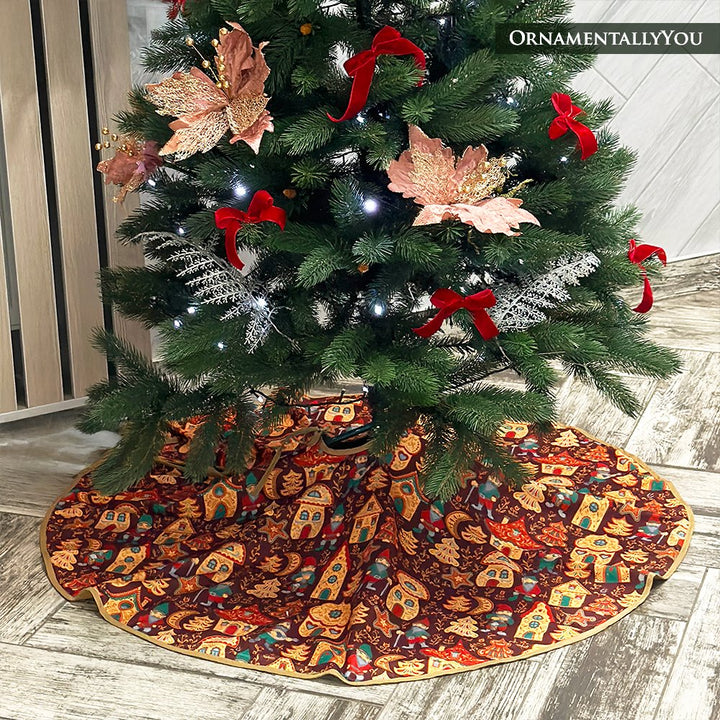 Gnome Folk Pattern Vintage Christmas Tree Skirt Tree Skirt Nantong Prince Home Fashion Co., Ltd. 