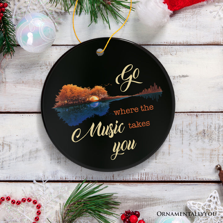 Go Where The Music Takes You Ornament, Guitar Reflection Musician Gift and Tree Decor