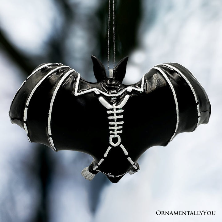 (Pre-Order) Gothic Bat Skeleton Handcrafted Glass Ornament, Horror Tree Halloween Decor Glass Ornament OrnamentallyYou 