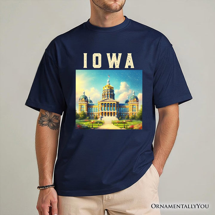 Grand Iowa State Capitol T-Shirt, Midwest Architectural Landmark Tee and Travel Souvenir T-Shirts OrnamentallyYou 