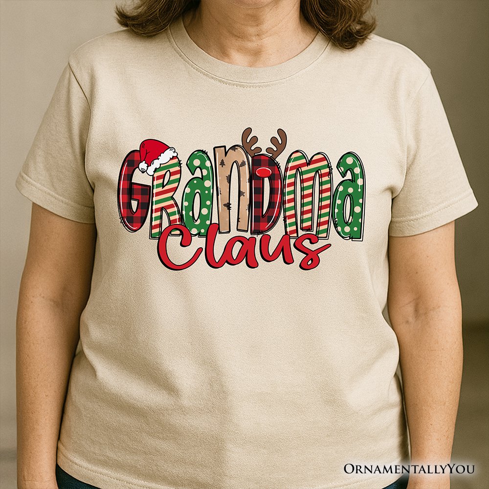 Grandma Claus Retro Christmas T-Shirt, Matching Family Holiday Tee T-Shirts OrnamentallyYou 