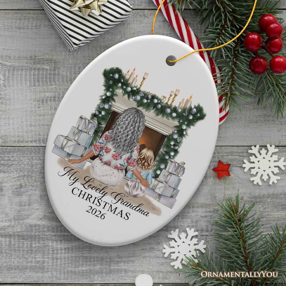 Grandma and Grandsons Personalized Christmas Ornament, Grandmother Holiday Gift Ceramic Ornament OrnamentallyYou Oval 