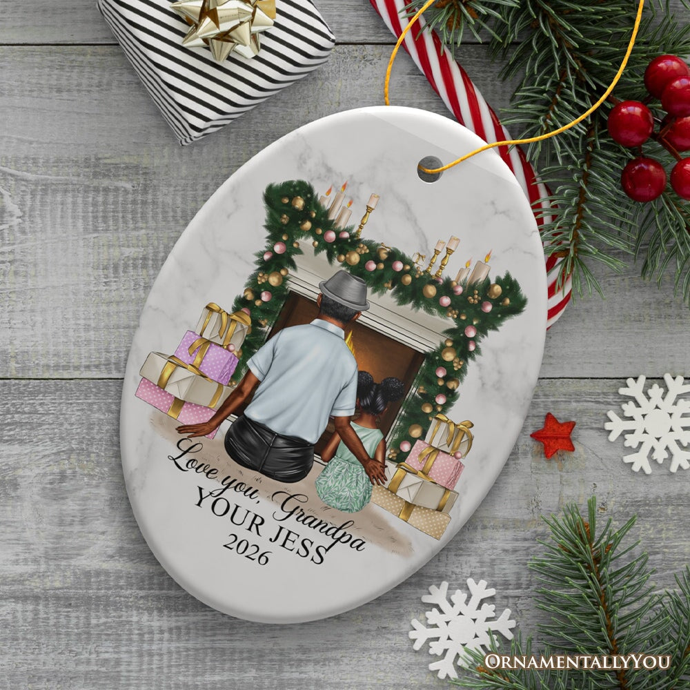 Grandpa and Grandsons Personalized Christmas Ornament, Grandfather Holiday Gift Ceramic Ornament OrnamentallyYou Oval 