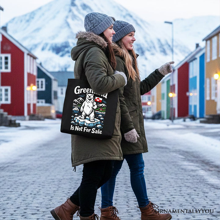 Greenland Is Not For Sale Canvas Tote Bag, Protest Gift Shopper OrnamentallyYou 