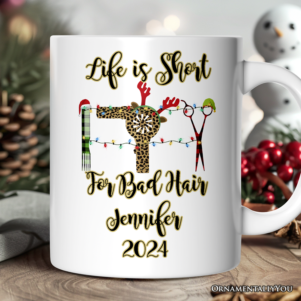 Personalized Mug Hairdresser Buffalo Plaid Christmas