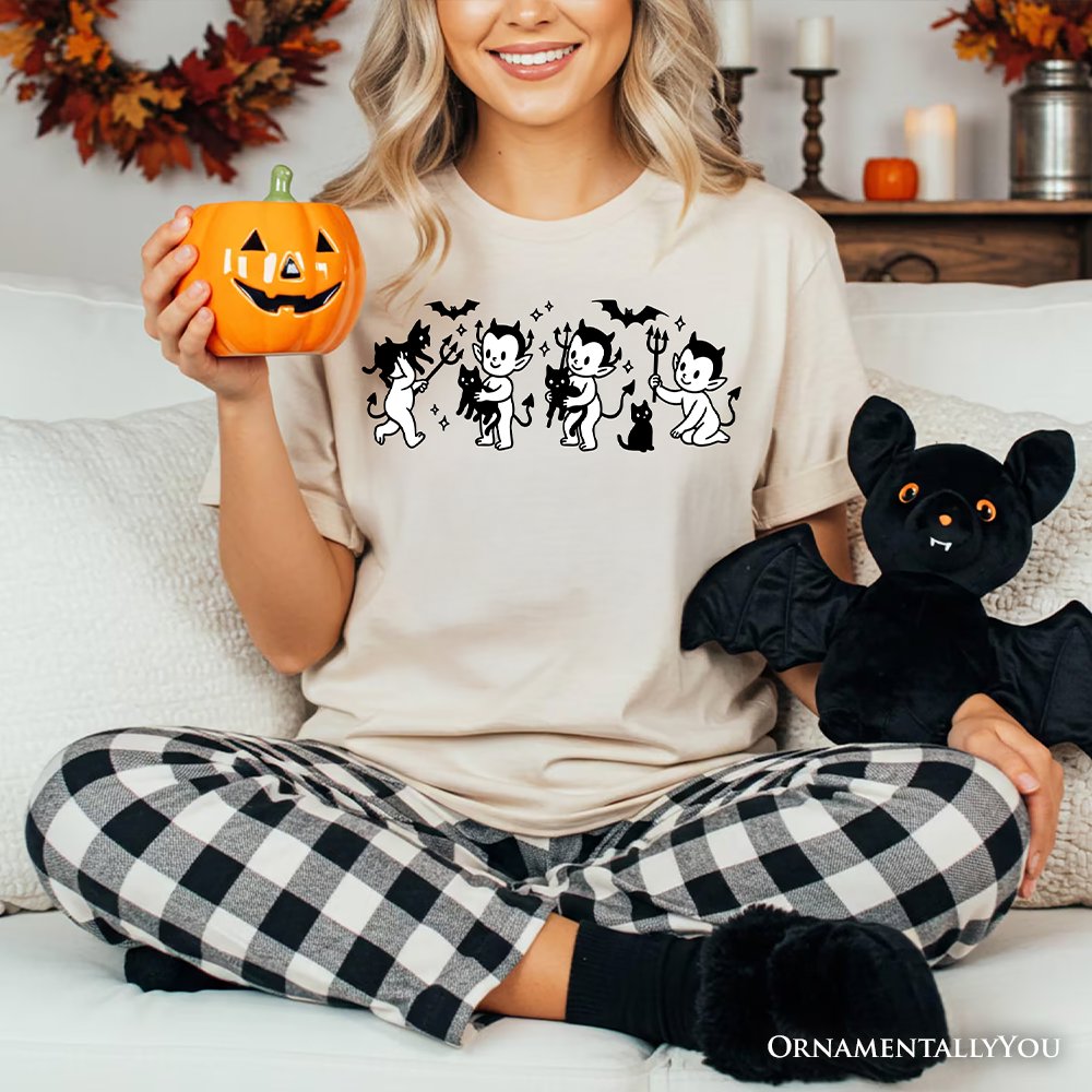Halloween Devils and Cats T-Shirt, Spooky Season Tee T-Shirts OrnamentallyYou 