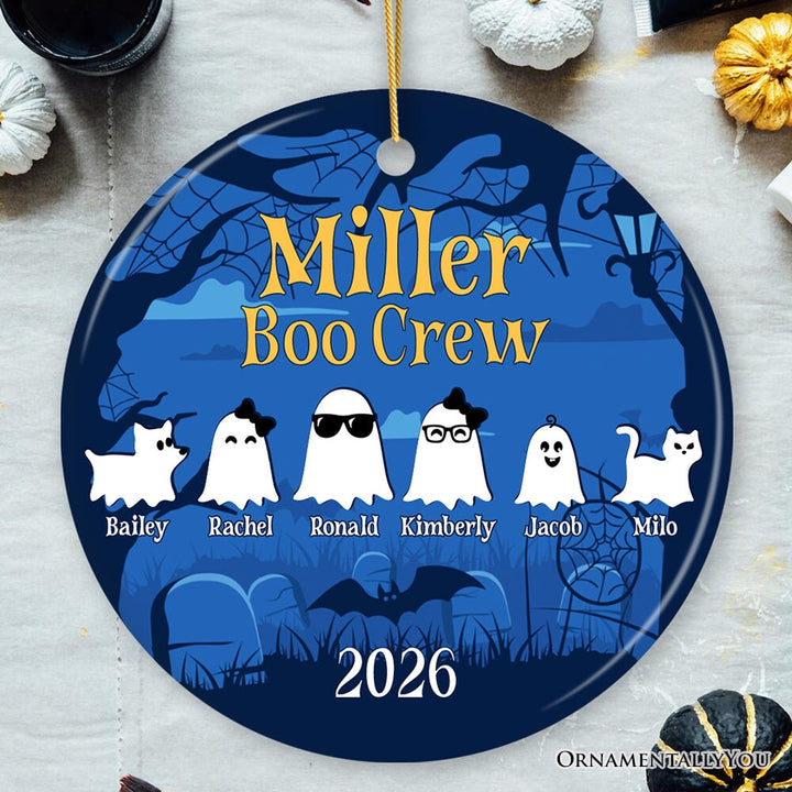 Halloween Ghost Family Members Personalized Ornament, Cute Boo Crew Gift, Spooky Season Home Decor Ceramic Ornament OrnamentallyYou 