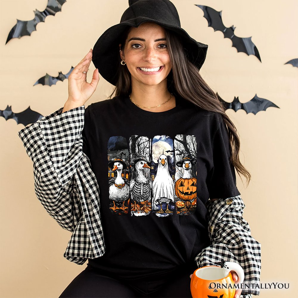 Halloween Goose in Costume T-Shirt, Spooky Fall Geese Tee for Bird Enjoyers T-Shirts OrnamentallyYou 