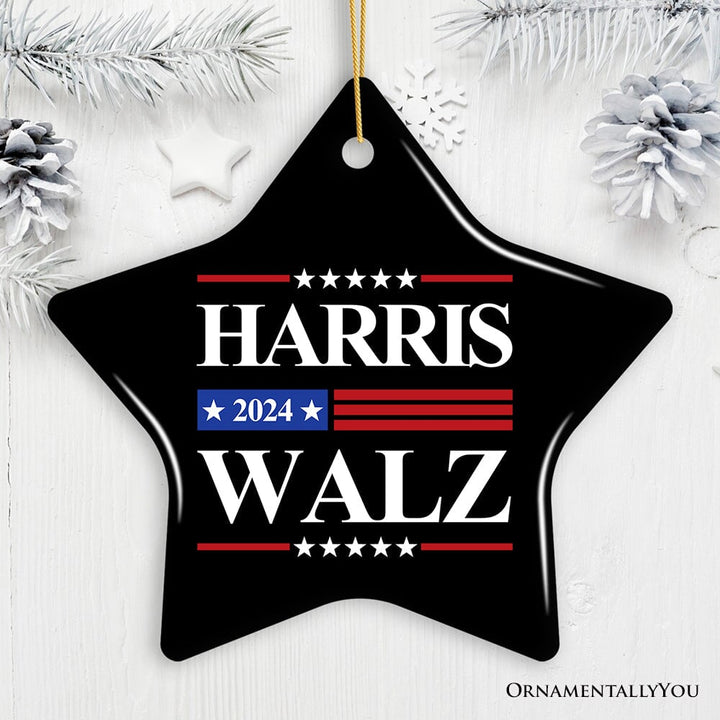 Harris Walz 2024 Ornament, Election Christmas Gift OrnamentallyYou Star 