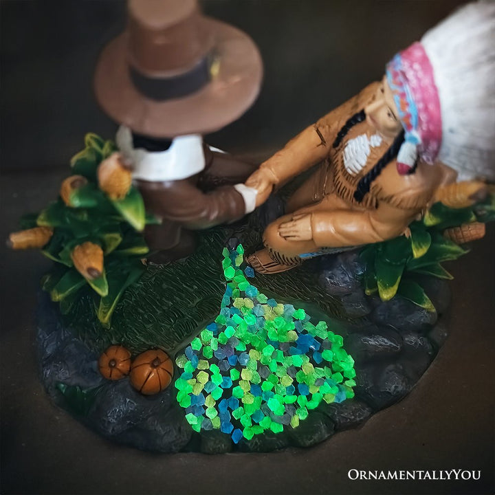 (Pre-Order) Harvest Harmony Kinship Between Native Americans and Pilgrims Figurine, 6" Fall Decor and Thanksgiving Statue Resin Statues OrnamentallyYou 