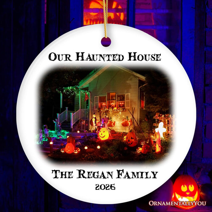 Haunted House Photograph Custom Tree Halloween Ornament Ceramic Ornament OrnamentallyYou Circle 