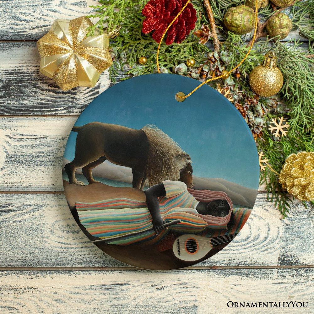 Henri Rousseau the Sleeping Gypsy Ornament, Famous Painting Christmas Decoration Souvenir Ceramic Ornament OrnamentallyYou 