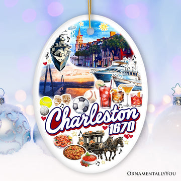 Historically Vibrant Charleston Ornament, Charming Coastal City South Carolina Christmas Gift Ceramic Ornament OrnamentallyYou Heart 