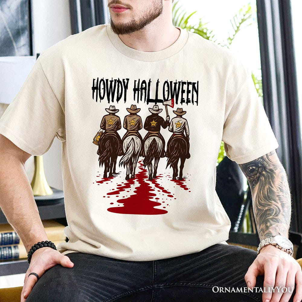 Howdy Halloween Cowboy Men T-Shirt, Sheriff Western Riders Spooky Tee T-Shirts OrnamentallyYou 