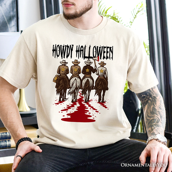 Howdy Halloween Cowboy Men T-Shirt, Sheriff Western Riders Spooky Tee