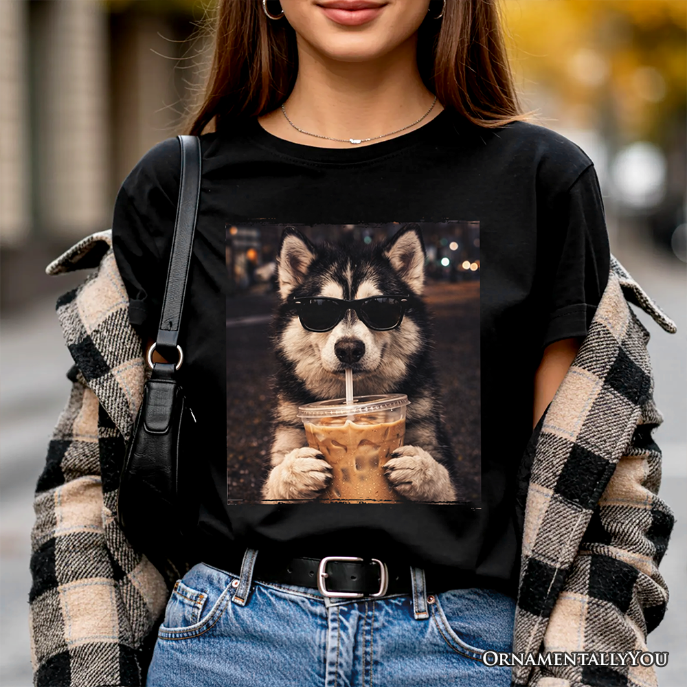 Husky Shepherd Iced Coffee T-Shirt, Funny Dog Parents Tee