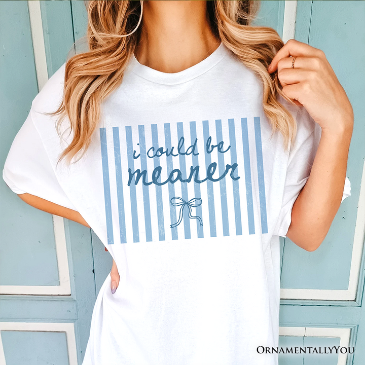 I Could Be Meaner Striped T-Shirt, Funny Blue Sarcastic Coquette Tee