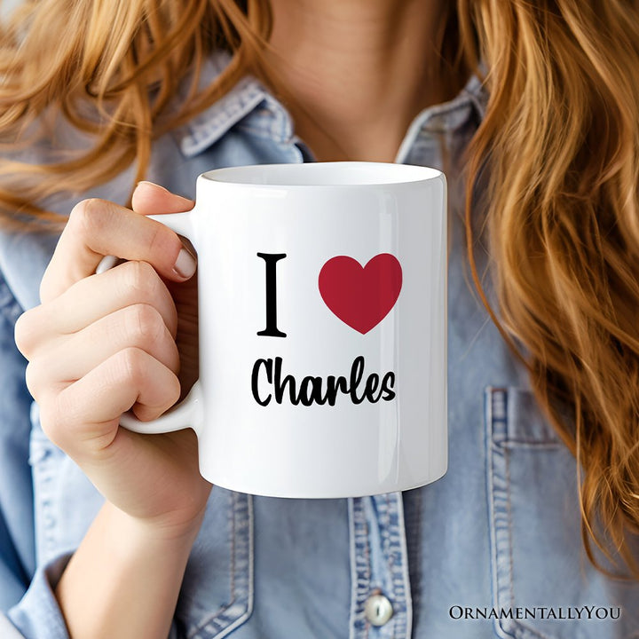 I Love You Personalized Mug, Romantic I Heart You Gift With Custom Name Personalized Ceramic Mug OrnamentallyYou 