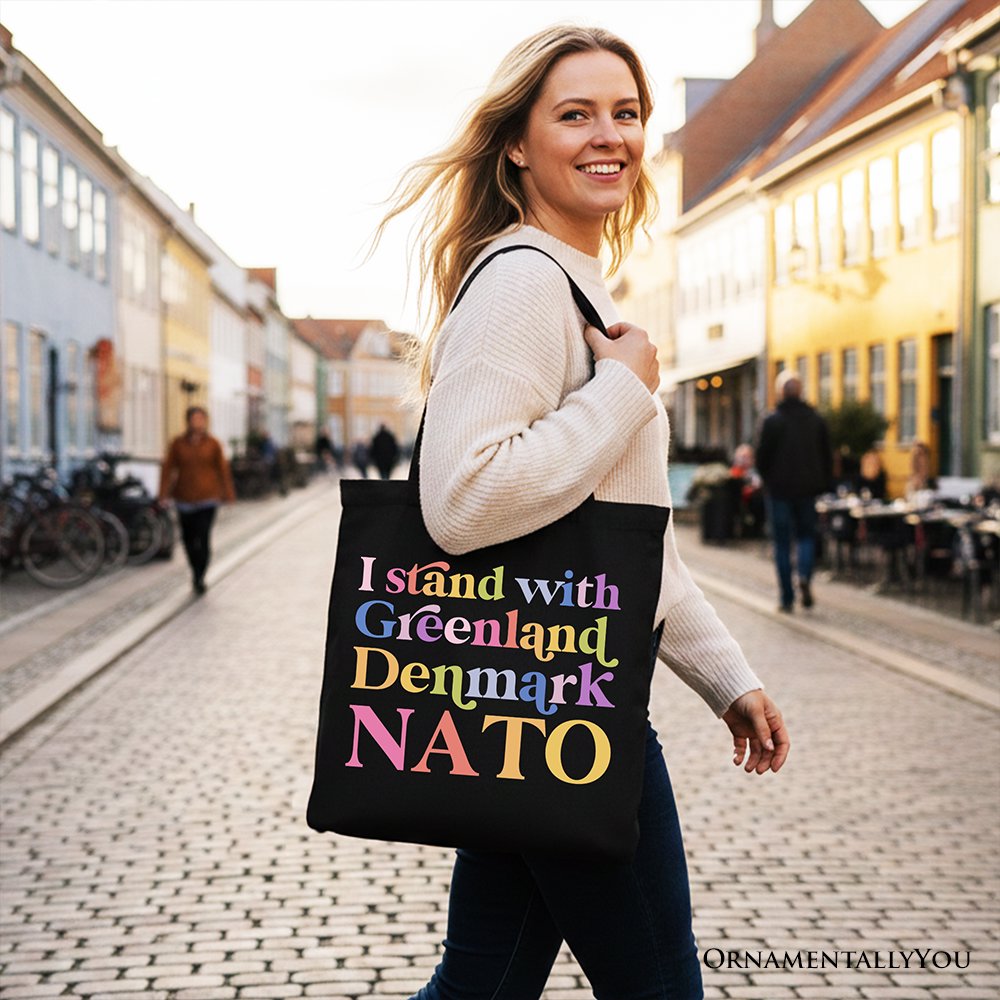 I Stand With Greenland Denmark NATO Canvas Tote Bag OrnamentallyYou 