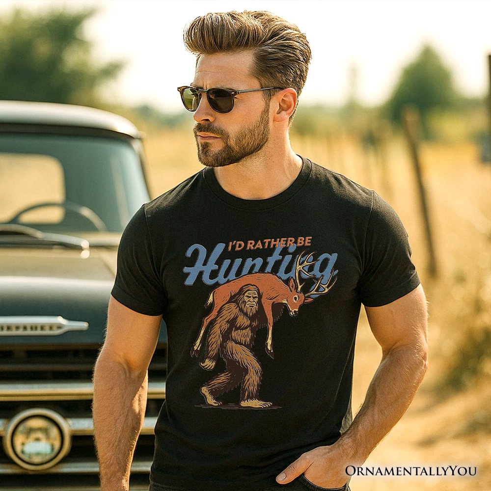 I’d Rather Be Hunting Bigfoot T-Shirt, Funny Sasquatch Hunter Tee T-Shirts OrnamentallyYou 
