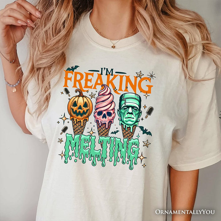 I’m Freaking Melting Frankenstein T-Shirt, Funny Ice Cream Halloween Tee for Summer Spooky Season T-Shirts OrnamentallyYou 
