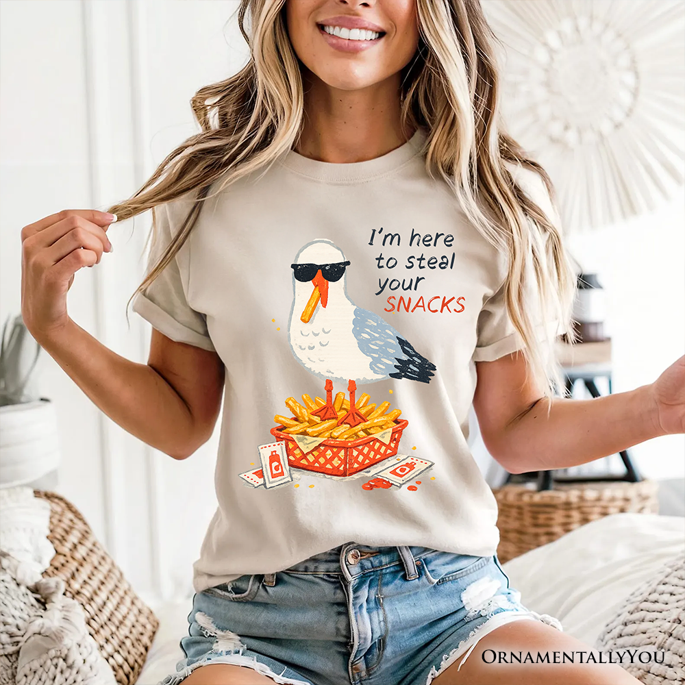 I'm Here To Steal Your Snacks Seagull T-Shirt, Funny Summer Beach Tee