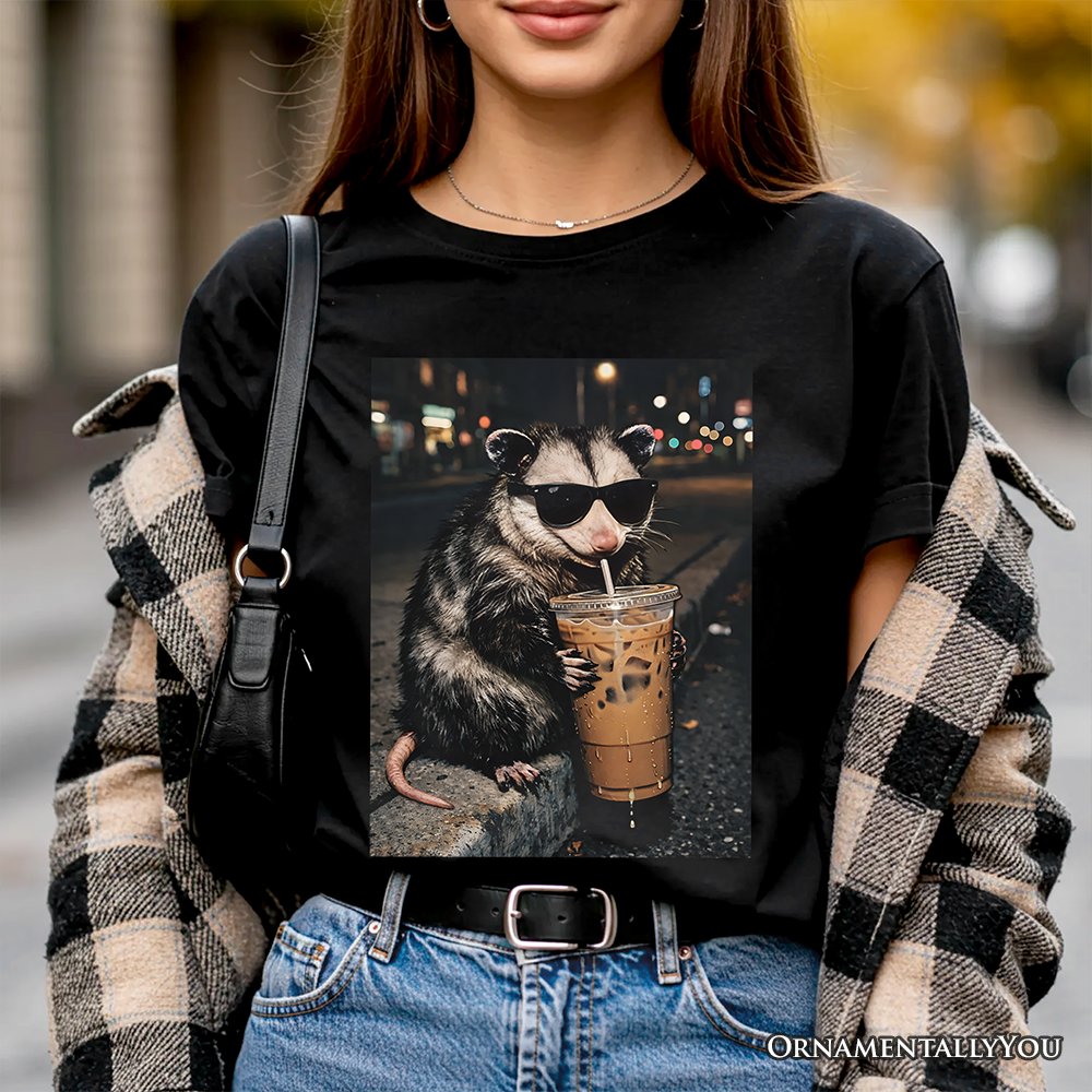 Iced Coffee Opossum T-Shirt, Funny Animal Meme Tee T-Shirts OrnamentallyYou 