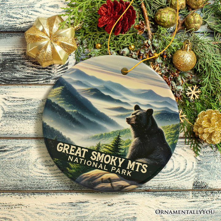 Iconic Great Smoky Mountains National Park Ornament, Tennessee Appalachian Landscape Christmas Gift and Nature Keepsake