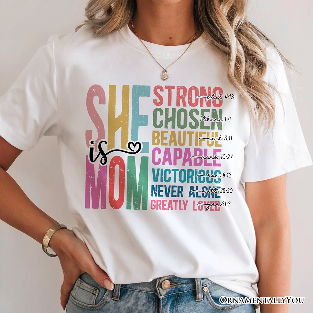 Inspirational Christian Mom T-Shirt, Affirmation White Tee for Strong and Motivated Mothers T-Shirts OrnamentallyYou 