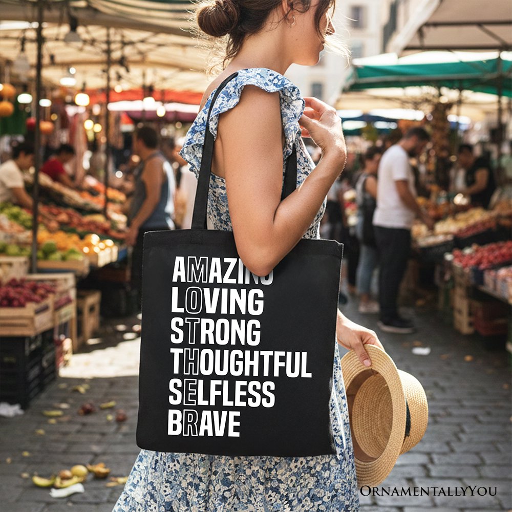 Inspirational Mom Tote Bag, Definition Gift Shopper for Brave and Thoughtful Mothers Tote Bag OrnamentallyYou 