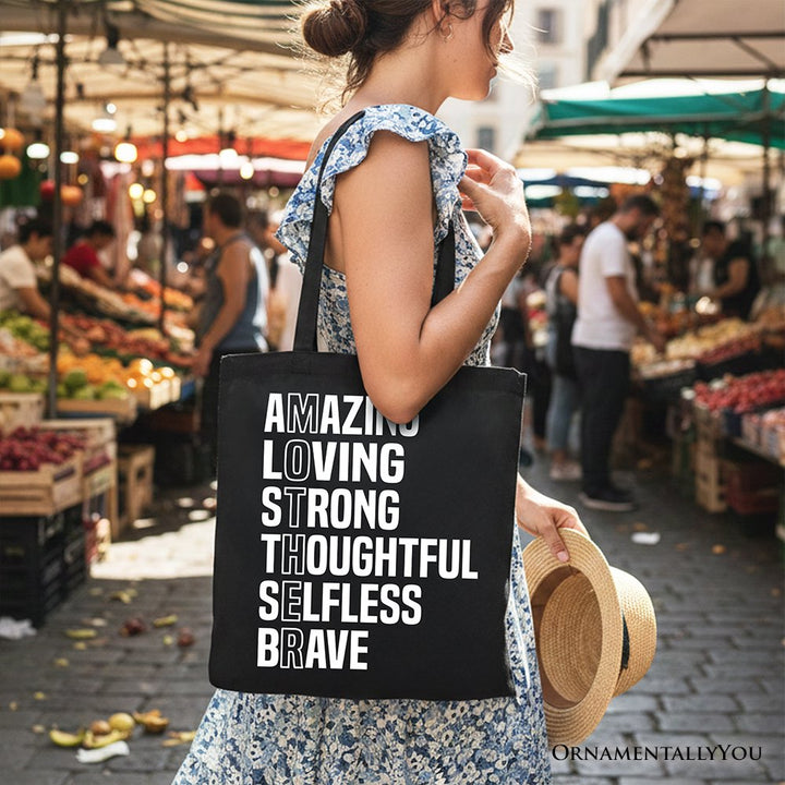 Inspirational Mom Tote Bag, Definition Gift Shopper for Brave and Thoughtful Mothers Tote Bag OrnamentallyYou 