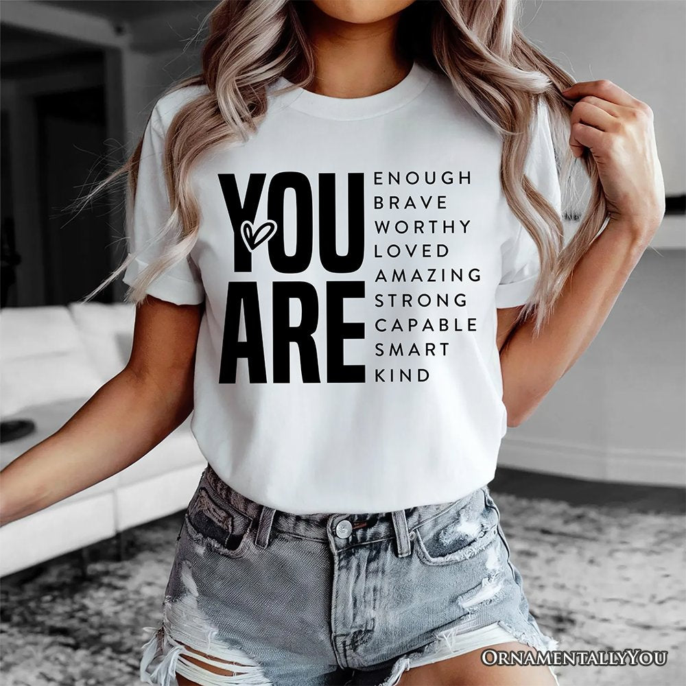 Inspirational Words T-Shirt, Minimalist White Tee for Encouraging and Loving Significant Others T-Shirts OrnamentallyYou 