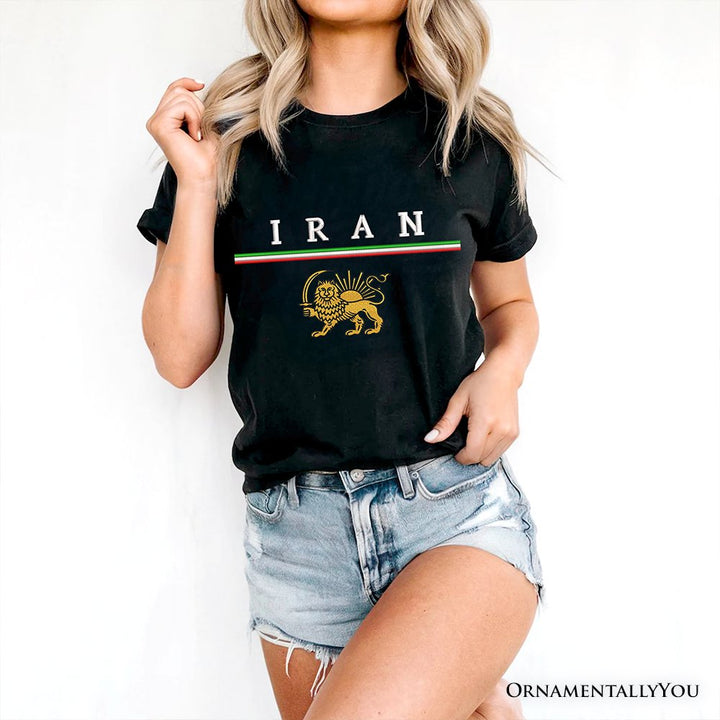Iran Lion and Sun Flag T-Shirt, Protest Persian Heritage Pride Tee OrnamentallyYou 