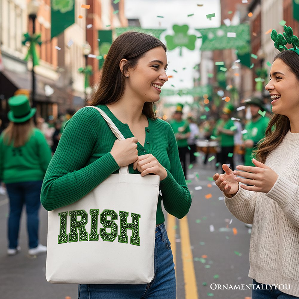 Irish Sequin Imitation Canvas Tote Bag, Festive St Patricks Day Gift Bag Tote Bag OrnamentallyYou 