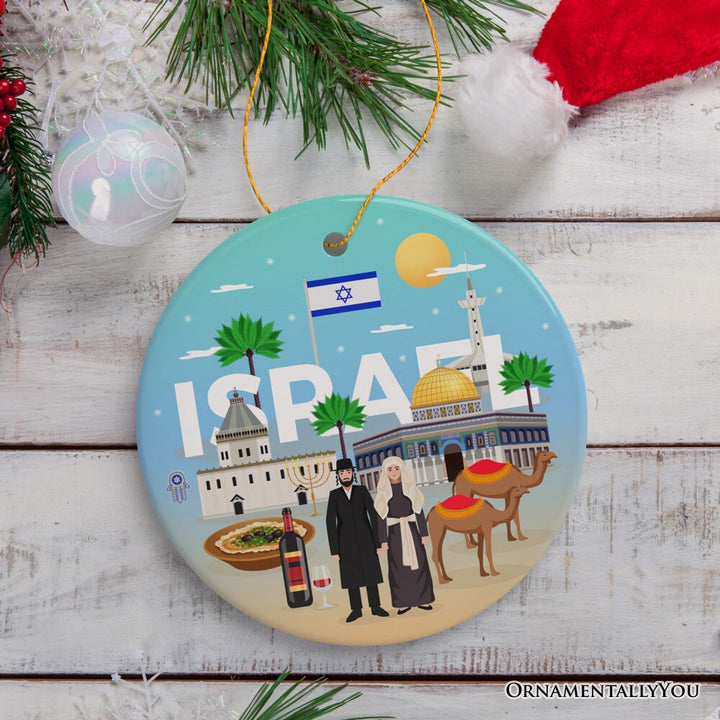 Israel Heritage and Culture Christmas Ornament, Religious Jewish Icons and Star of David Ceramic Ornament OrnamentallyYou 