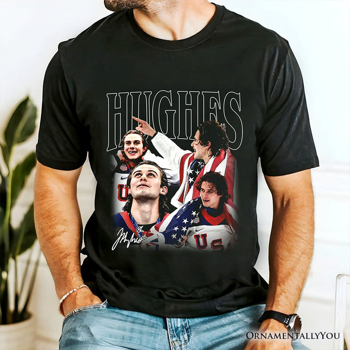 Jack Hughes Olympic Ice Hockey T-Shirt, USA Professional Sport Pride Tee T-Shirts OrnamentallyYou 