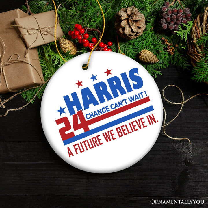 Kamala Harris A Future We Believe In Ornament, 2024 Campaign Keepsake for Leadership and Change Ceramic Ornament OrnamentallyYou 