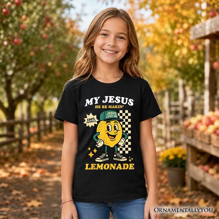 Kids Life Gave Me Lemons Jesus Lemonade T-Shirt, Funny Youth Christian Faith Retro Tee