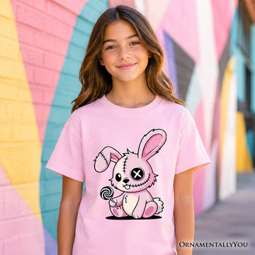 Kids Pink Zombies Bunny Cute T-Shirt, Cute Gothic Youth Halloween Tee Kid's T-Shirts OrnamentallyYou 