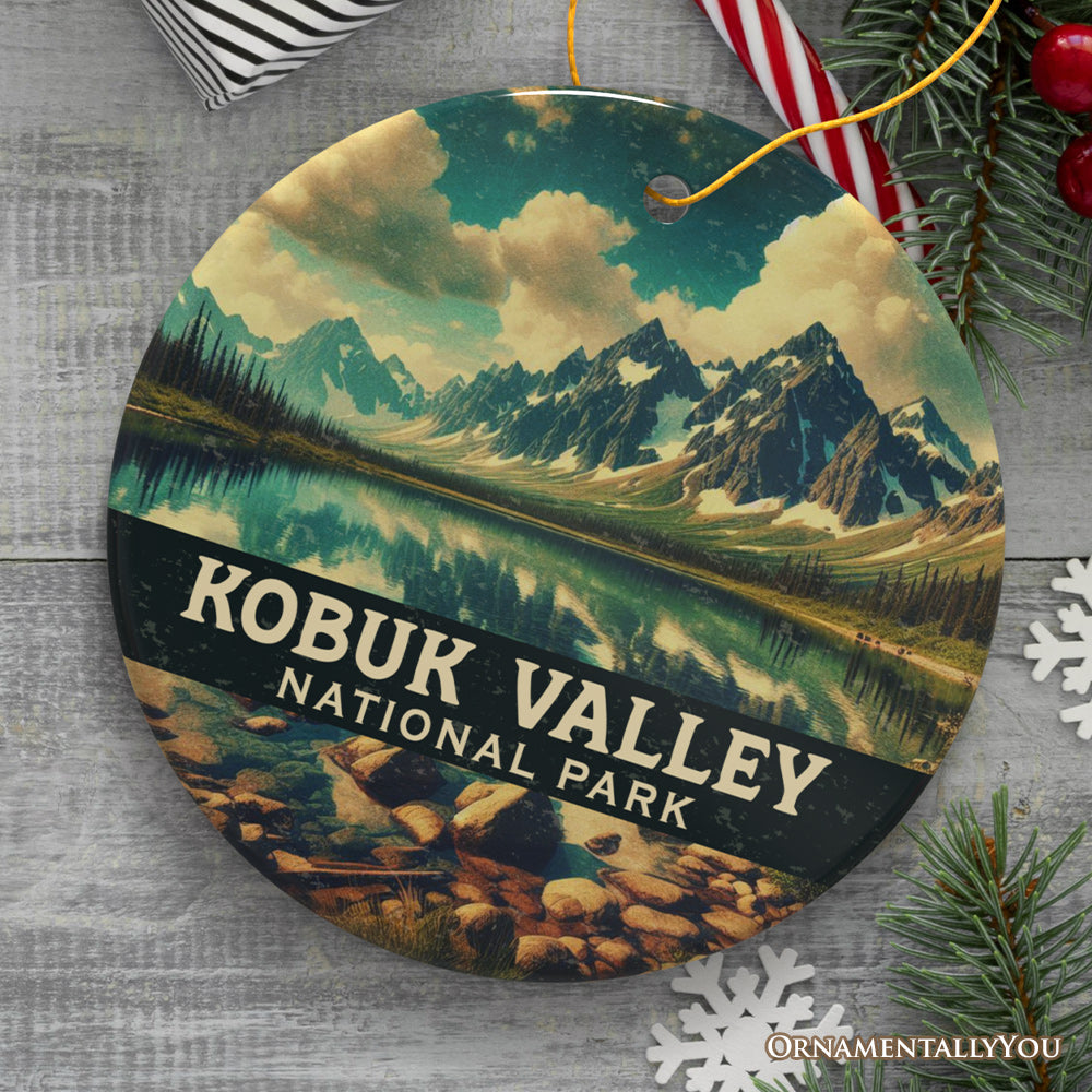 Kobuk Valley National Park Ornament, Alaska Mountain Lake Landscape Christmas Keepsake and Travel Souvenir