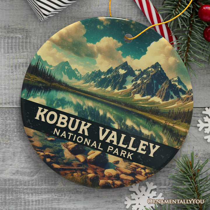 Kobuk Valley National Park Ornament, Alaska Mountain Lake Landscape Christmas Keepsake and Travel Souvenir